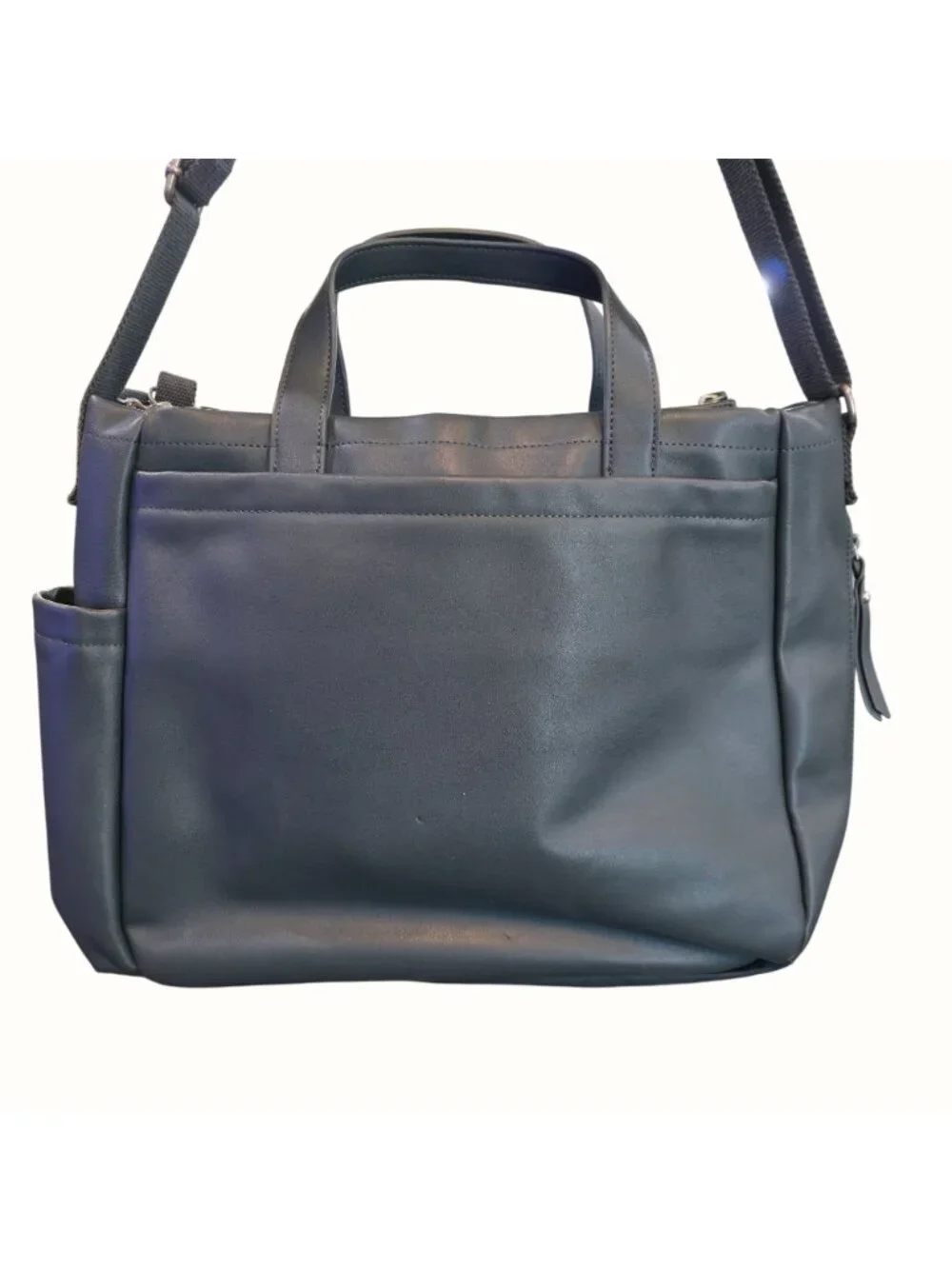 Skip Hop Greenwich Simply Chic Black Vegan Leather Diaper Baby Bag Travel Tote